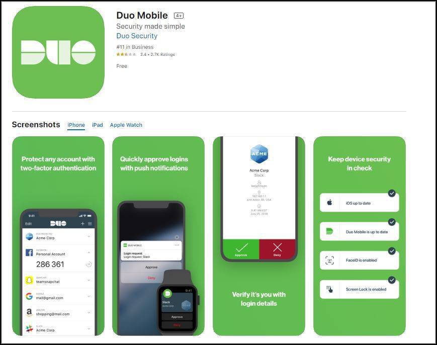 Duo Mobile iOS App Store
